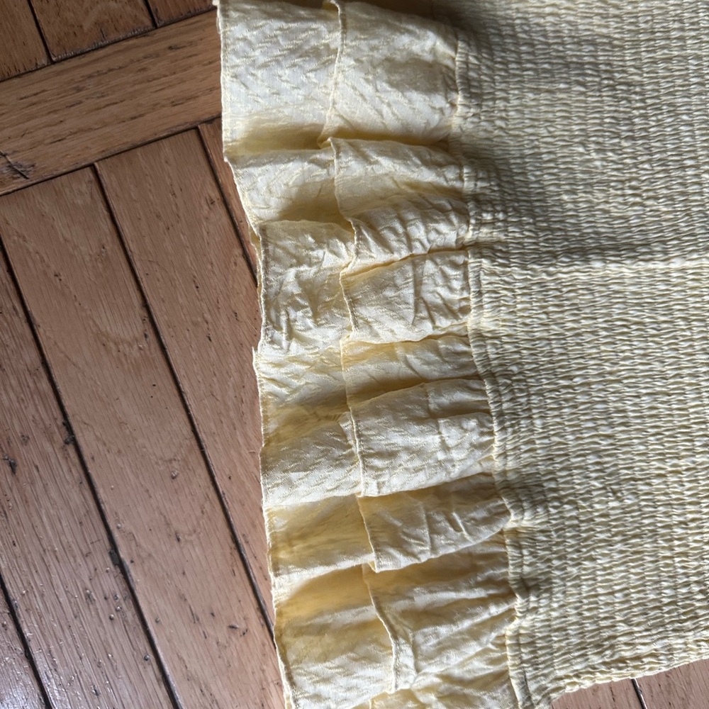 LOST + WANDER Yellow Mini Smock Dress With Ruffled Hem - Picture 7 of 9